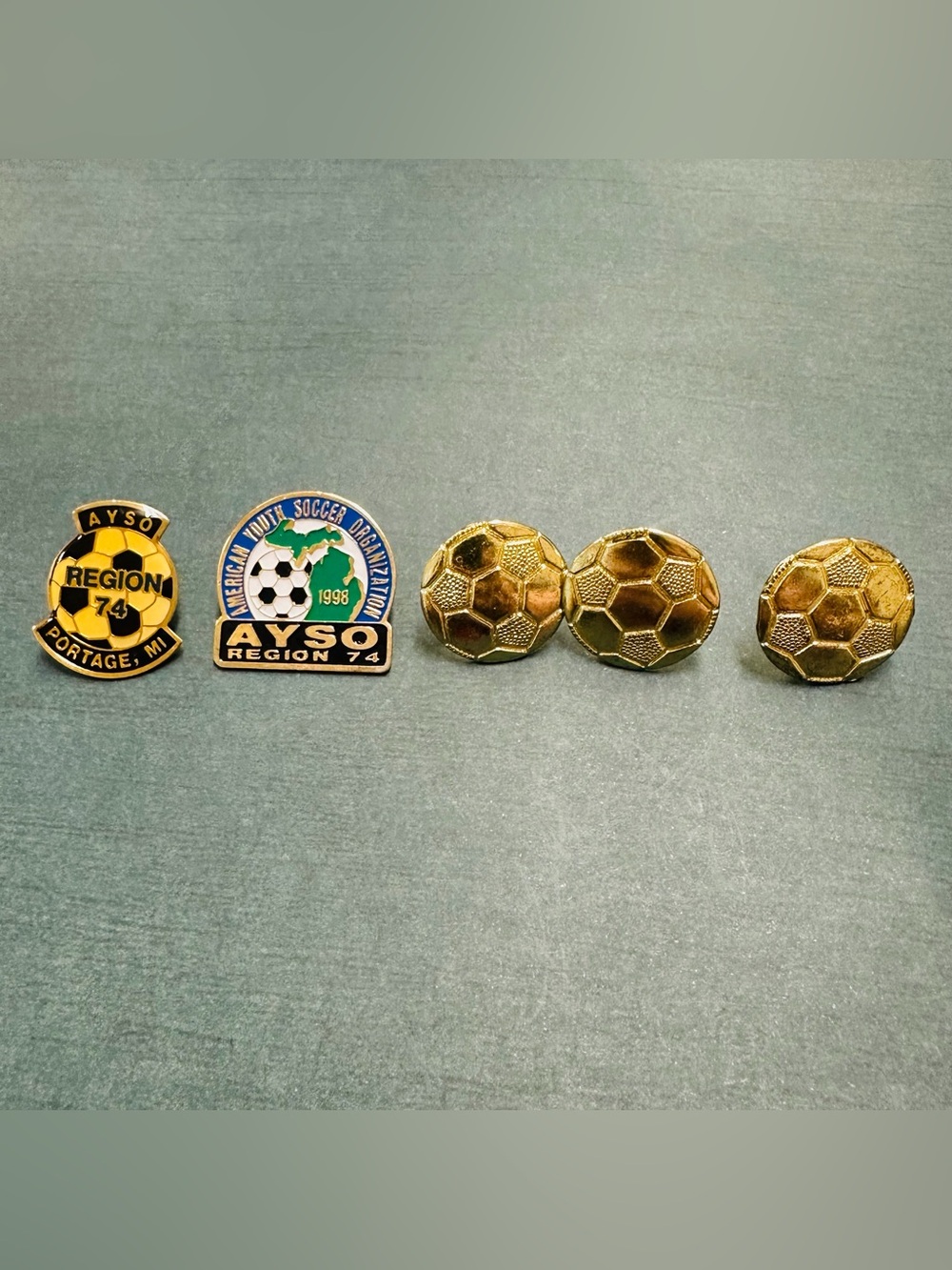 Gold Soccer Straight Back Pin Bundle 5 Pins B12